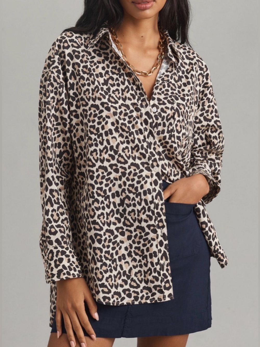 Maeve The Bennet animal print button down, XS